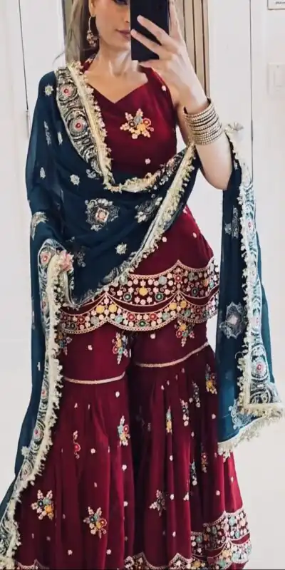 NSR 844 Red Color Georgette Sequence Work Salwar Suit Casual, Wedding, Festive, Events . Expected Delivery  4-6 Working Days @2199/- only      | Jump Suits, Salwar suit, Designer Suits, Casual Suits, Creative suits, Palazzo Suits, Party Wear Suits, Patiala Suits, Straight Suits