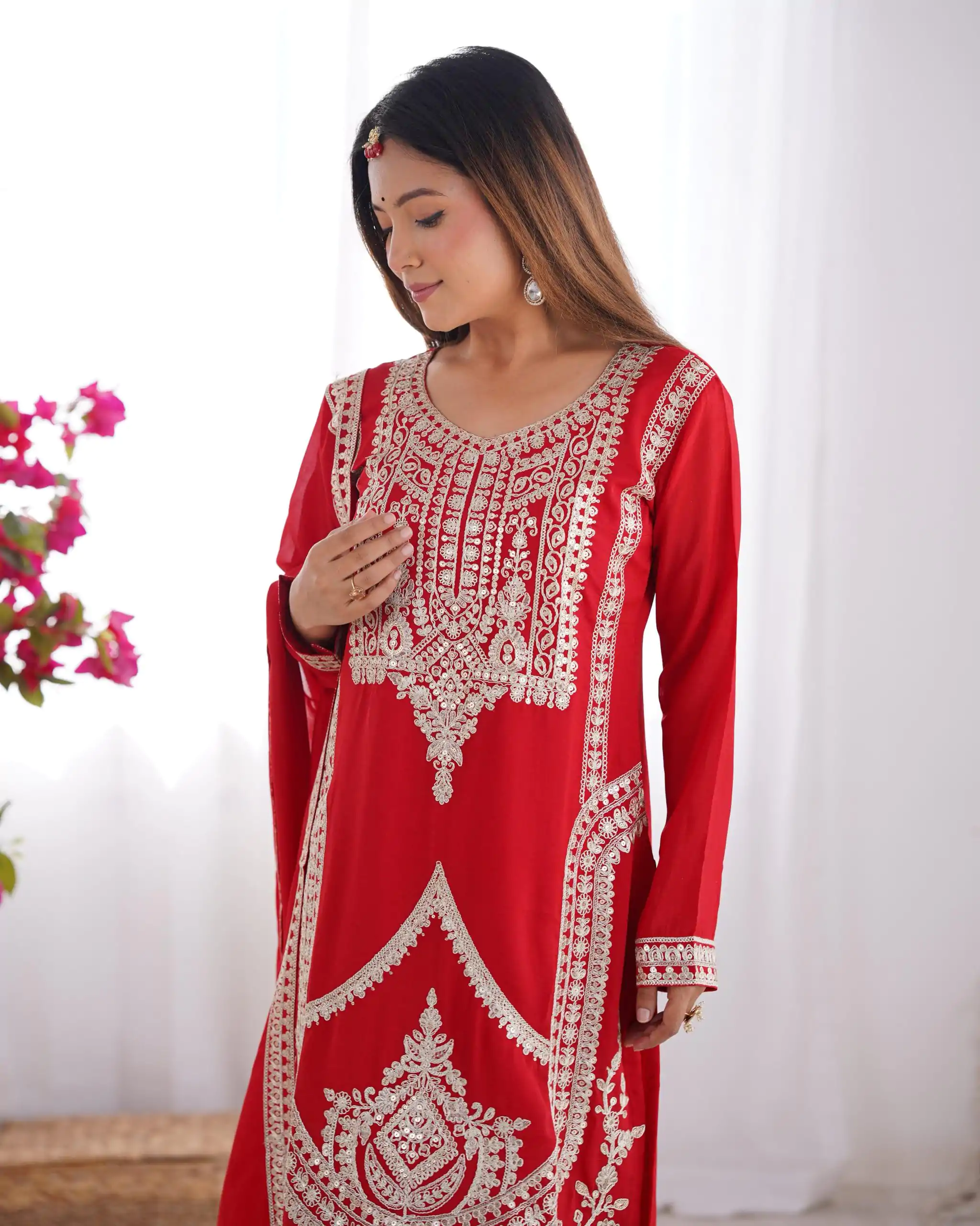 KB 280 Red Color Vichitra Silk Embroidery Sequence Salwar Suit Casual, Wedding, Party, Festive, Events Etc.4-6 Working Days@ 1969/-only | Jump Suits, Salwar suit, Designer Suits, Casual Suits, Creative suits, Palazzo Suits, Party Wear Suits, Patiala Suits, Straight Suits