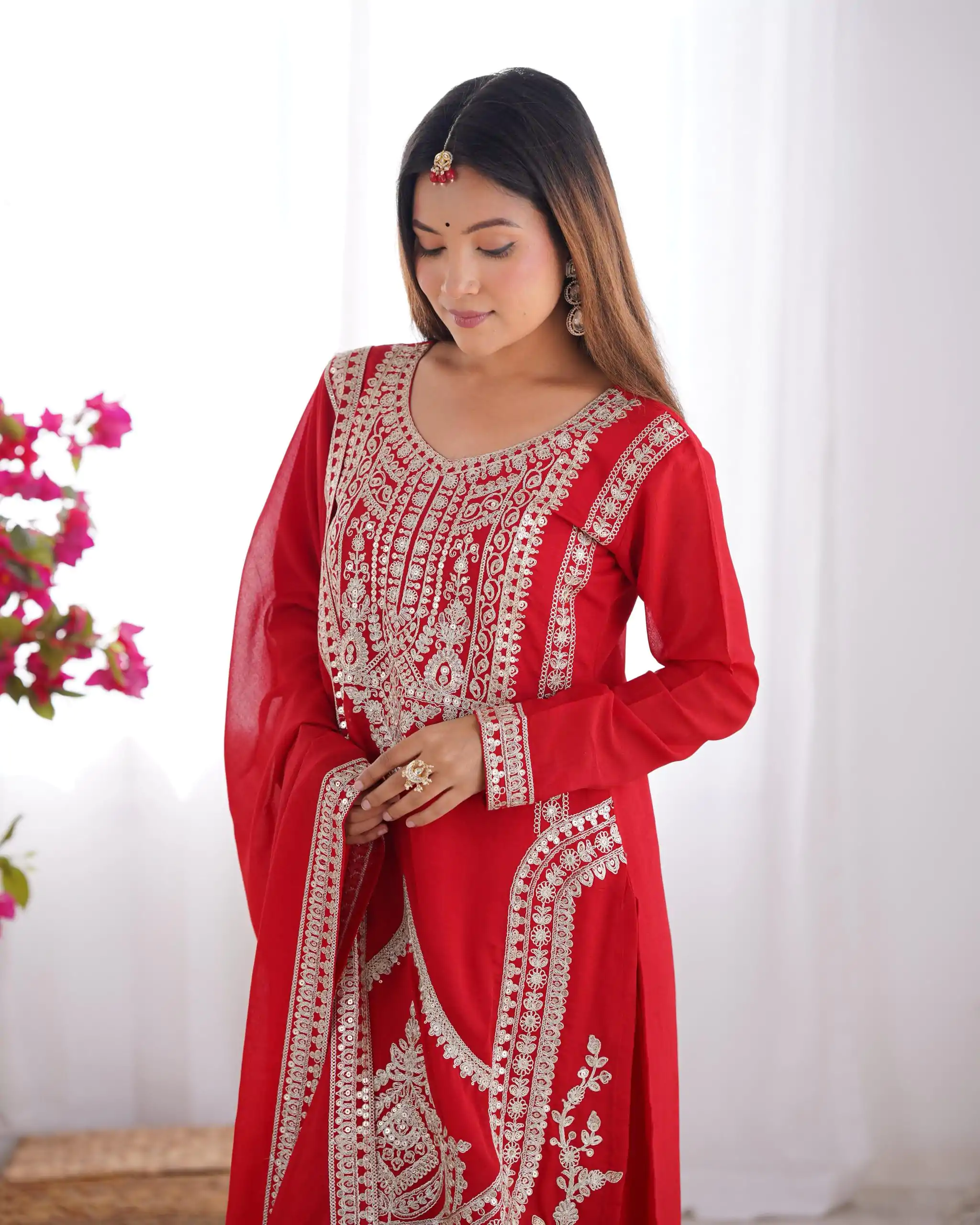 KB 280 Red Color Vichitra Silk Embroidery Sequence Salwar Suit Casual, Wedding, Party, Festive, Events Etc.4-6 Working Days@ 1969/-only | Jump Suits, Salwar suit, Designer Suits, Casual Suits, Creative suits, Palazzo Suits, Party Wear Suits, Patiala Suits, Straight Suits