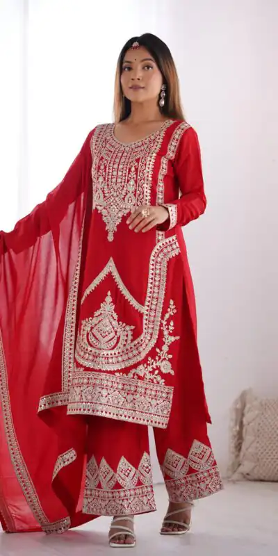 KB 280 Red Color Vichitra Silk Embroidery Sequence Salwar Suit Casual, Wedding, Party, Festive, Events Etc.4-6 Working Days@ 1969/-only | Jump Suits, Salwar suit, Designer Suits, Casual Suits, Creative suits, Palazzo Suits, Party Wear Suits, Patiala Suits, Straight Suits