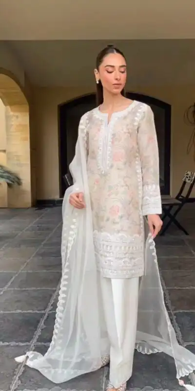 LG 1932 White Color Tobi Organza Printed With Embroidery Salwar Suit Casual, Wedding, Festive, Events . Expected Delivery  4-6 Working Days @2049/- only      | Jump Suits, Salwar suit, Designer Suits, Casual Suits, Creative suits, Palazzo Suits, Party Wear Suits, Patiala Suits, Straight Suits