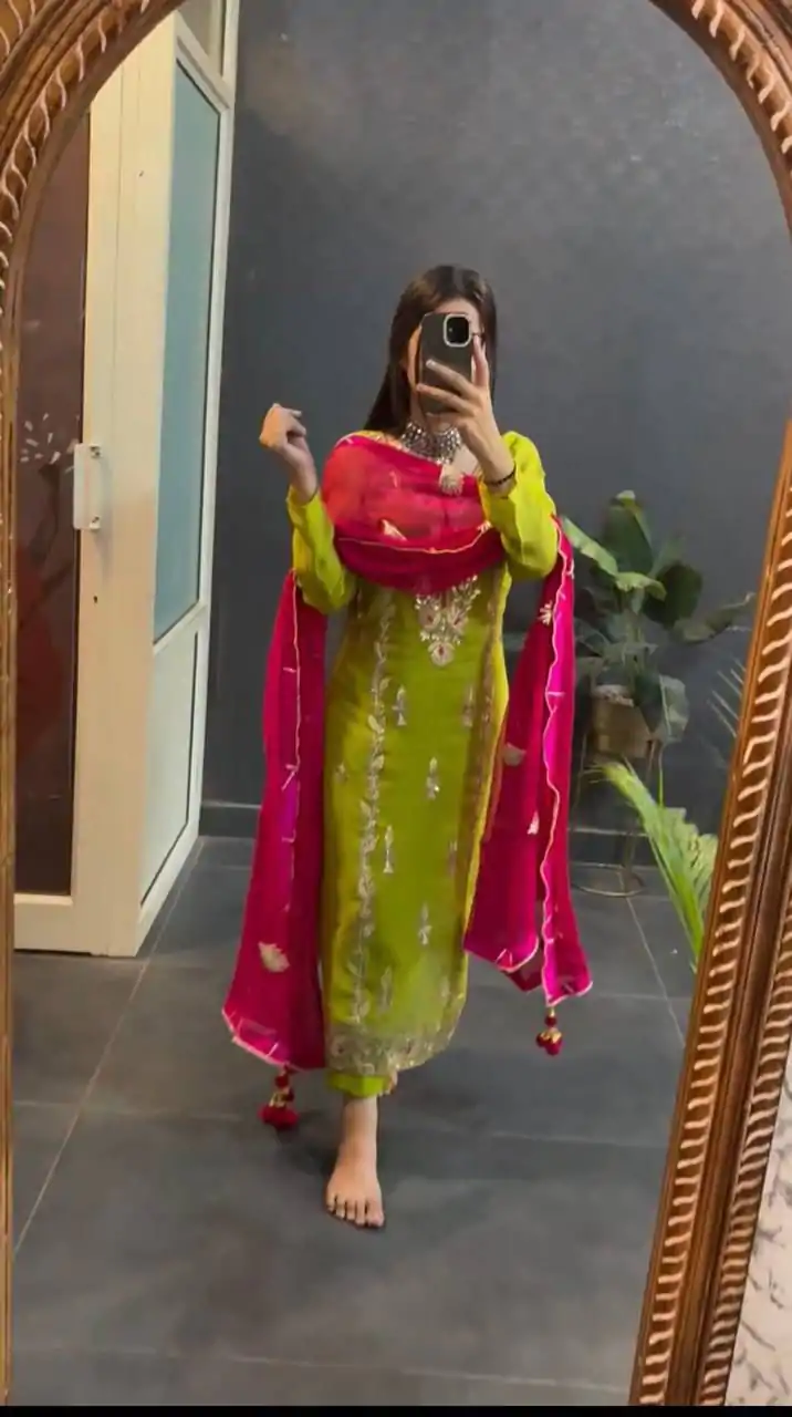 SR 1662 Light Green Color Chinon Silk Sequence Work Salwar Suit Casual, Wedding, Festive, Events . Expected Delivery  4-6 Working Days @1799/- only      | Jump Suits, Salwar suit, Designer Suits, Casual Suits, Creative suits, Palazzo Suits, Party Wear Suits, Patiala Suits, Straight Suits