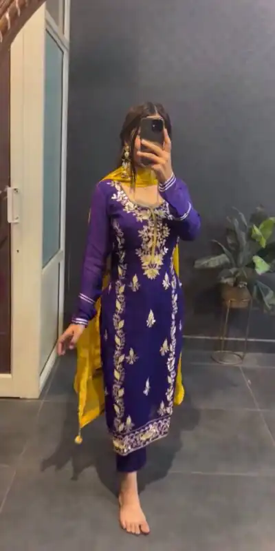 SR 1662 Purple Color Chinon Silk Sequence Work Salwar Suit Casual, Wedding, Festive, Events . Expected Delivery  4-6 Working Days @1799/- only      | Jump Suits, Salwar suit, Designer Suits, Casual Suits, Creative suits, Palazzo Suits, Party Wear Suits, Patiala Suits, Straight Suits