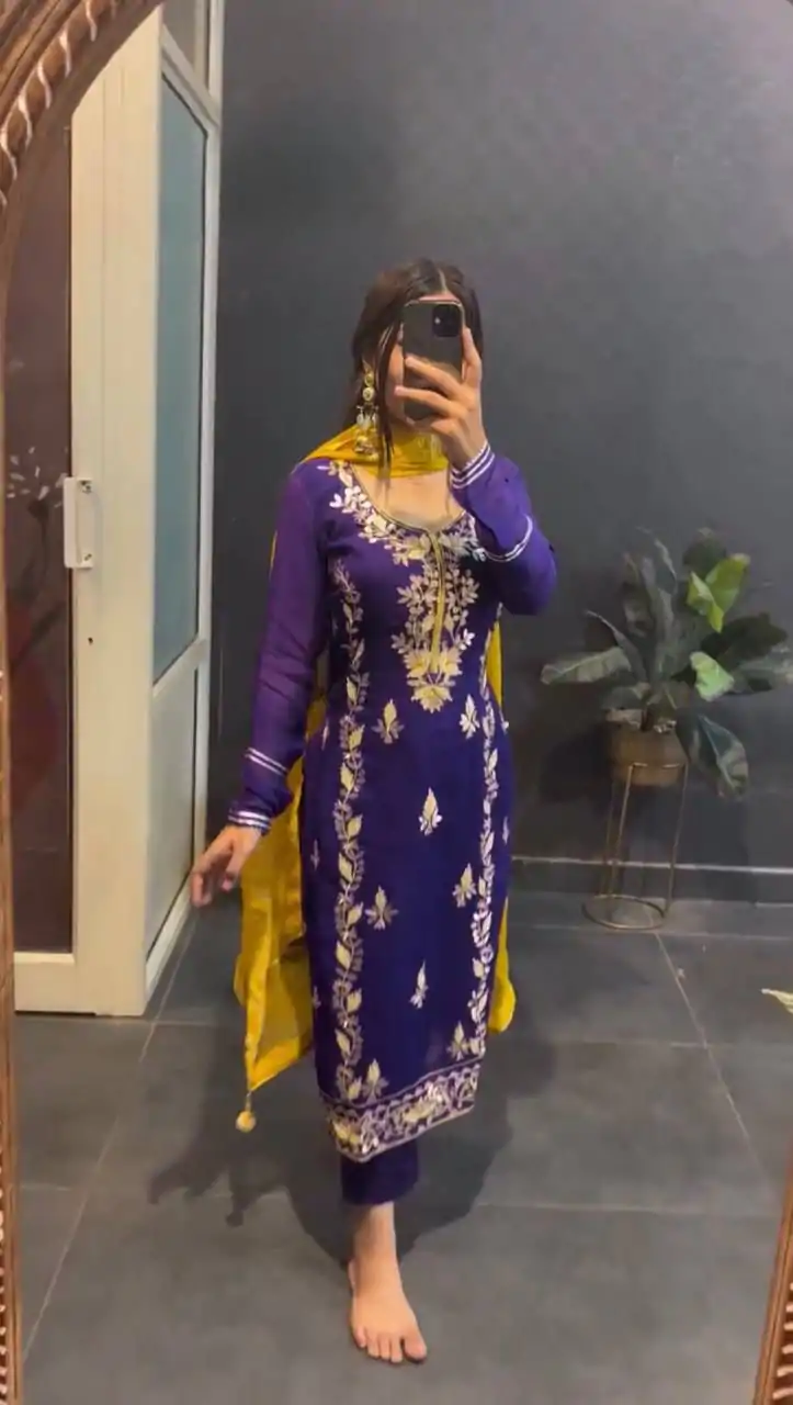 SR 1662 Purple Color Chinon Silk Sequence Work Salwar Suit Casual, Wedding, Festive, Events . Expected Delivery  4-6 Working Days @1799/- only      | Jump Suits, Salwar suit, Designer Suits, Casual Suits, Creative suits, Palazzo Suits, Party Wear Suits, Patiala Suits, Straight Suits