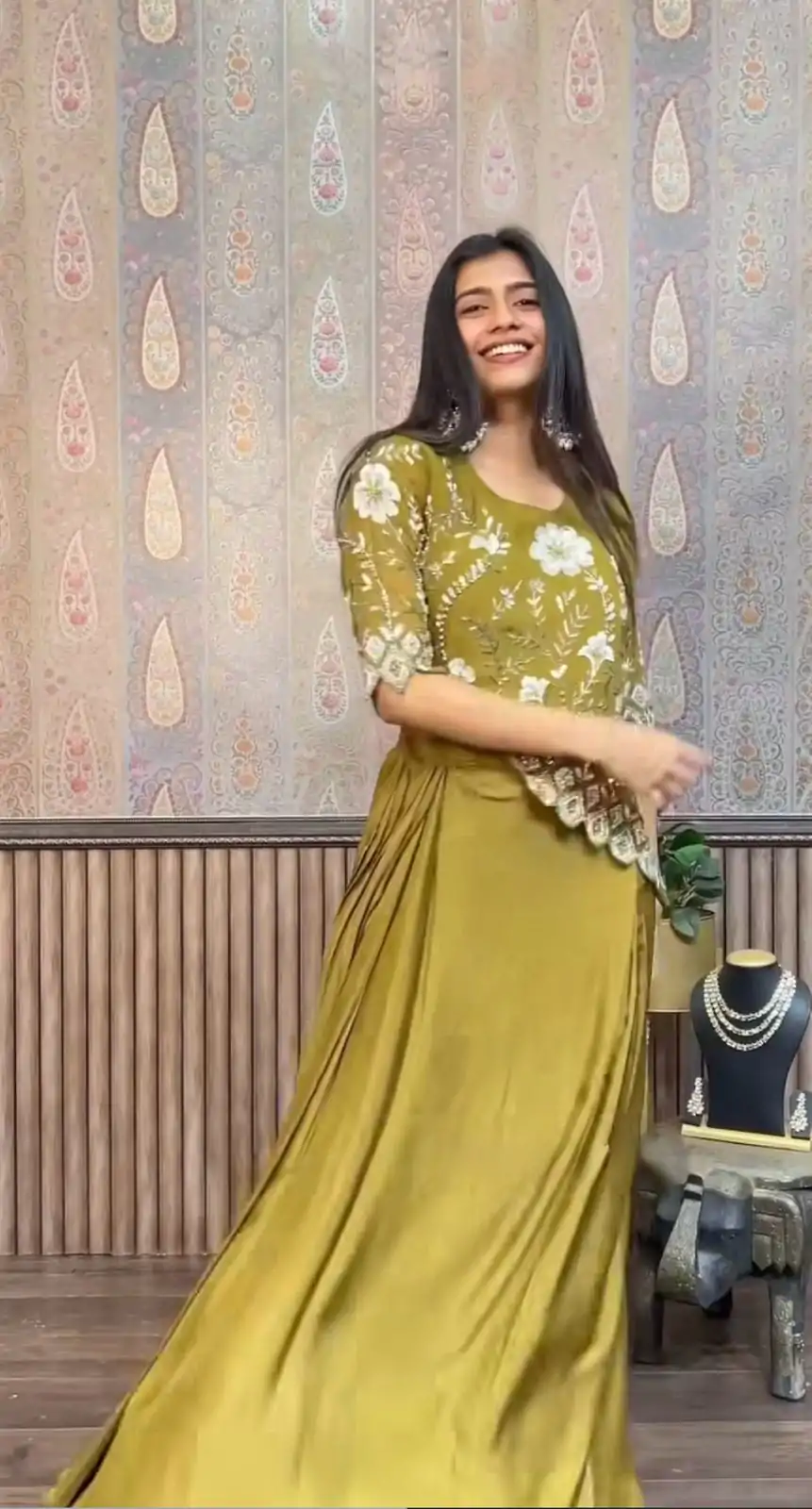LG 1937 Mehndi Color Chinon Sequence Work Skirt Suit Casual, Wedding, Festive, Events . Expected Delivery  4-6 Working Days @1999/- only      | Jump Suits, Salwar suit, Designer Suits, Casual Suits, Creative suits, Palazzo Suits, Party Wear Suits, Patiala Suits, Straight Suits