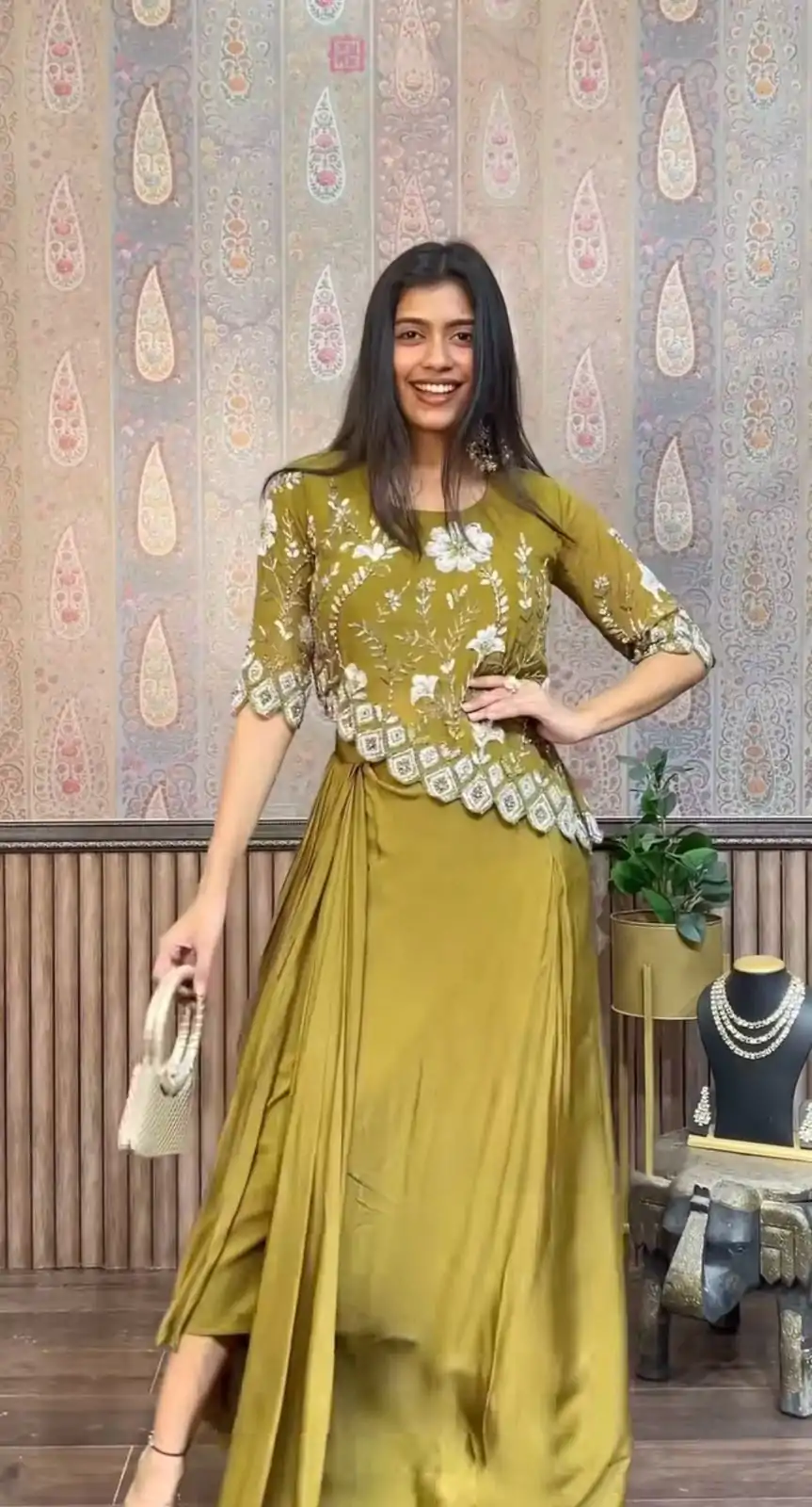 LG 1937 Mehndi Color Chinon Sequence Work Skirt Suit Casual, Wedding, Festive, Events . Expected Delivery  4-6 Working Days @1999/- only      | Jump Suits, Salwar suit, Designer Suits, Casual Suits, Creative suits, Palazzo Suits, Party Wear Suits, Patiala Suits, Straight Suits