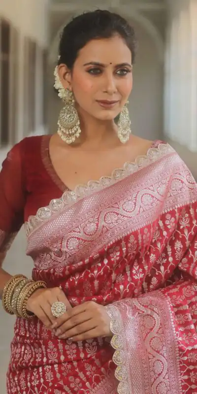  MS 492 Red Color Jacquard Embroidery Cording Lace Saree Casual, Wedding, Festive, Events . Expected Delivery  4-6 Working Days @1449/- only                                                                                                                                             | Sarees, Bollywood Sarees, Creative Sarees, Designer Sarees, Embroidered Sarees, Ethnic Saree, Modern Digital sarees, Party Wear Sarees