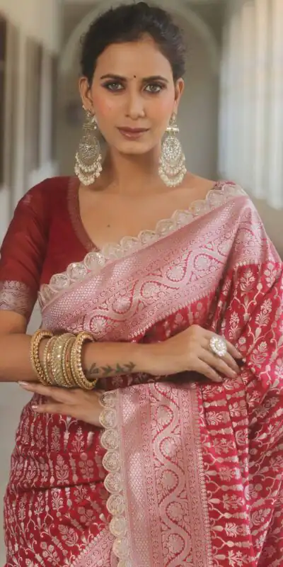  MS 492 Red Color Jacquard Embroidery Cording Lace Saree Casual, Wedding, Festive, Events . Expected Delivery  4-6 Working Days @1449/- only                                                                                                                                             | Sarees, Bollywood Sarees, Creative Sarees, Designer Sarees, Embroidered Sarees, Ethnic Saree, Modern Digital sarees, Party Wear Sarees