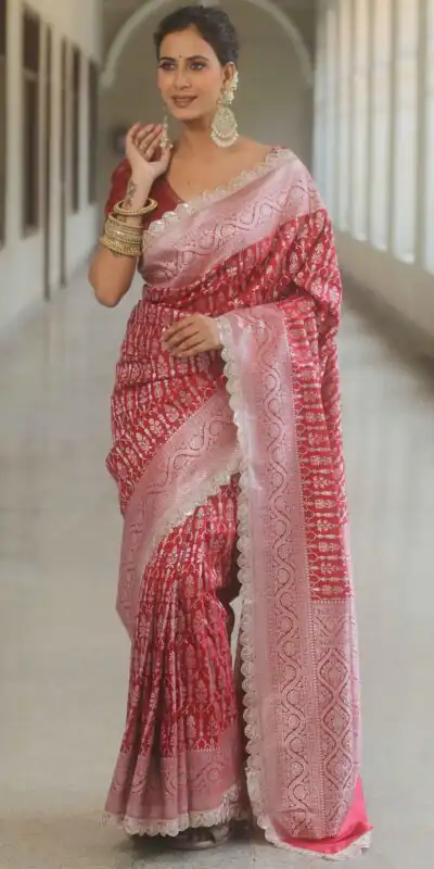  MS 492 Red Color Jacquard Embroidery Cording Lace Saree Casual, Wedding, Festive, Events . Expected Delivery  4-6 Working Days @1449/- only                                                                                                                                             | Sarees, Bollywood Sarees, Creative Sarees, Designer Sarees, Embroidered Sarees, Ethnic Saree, Modern Digital sarees, Party Wear Sarees