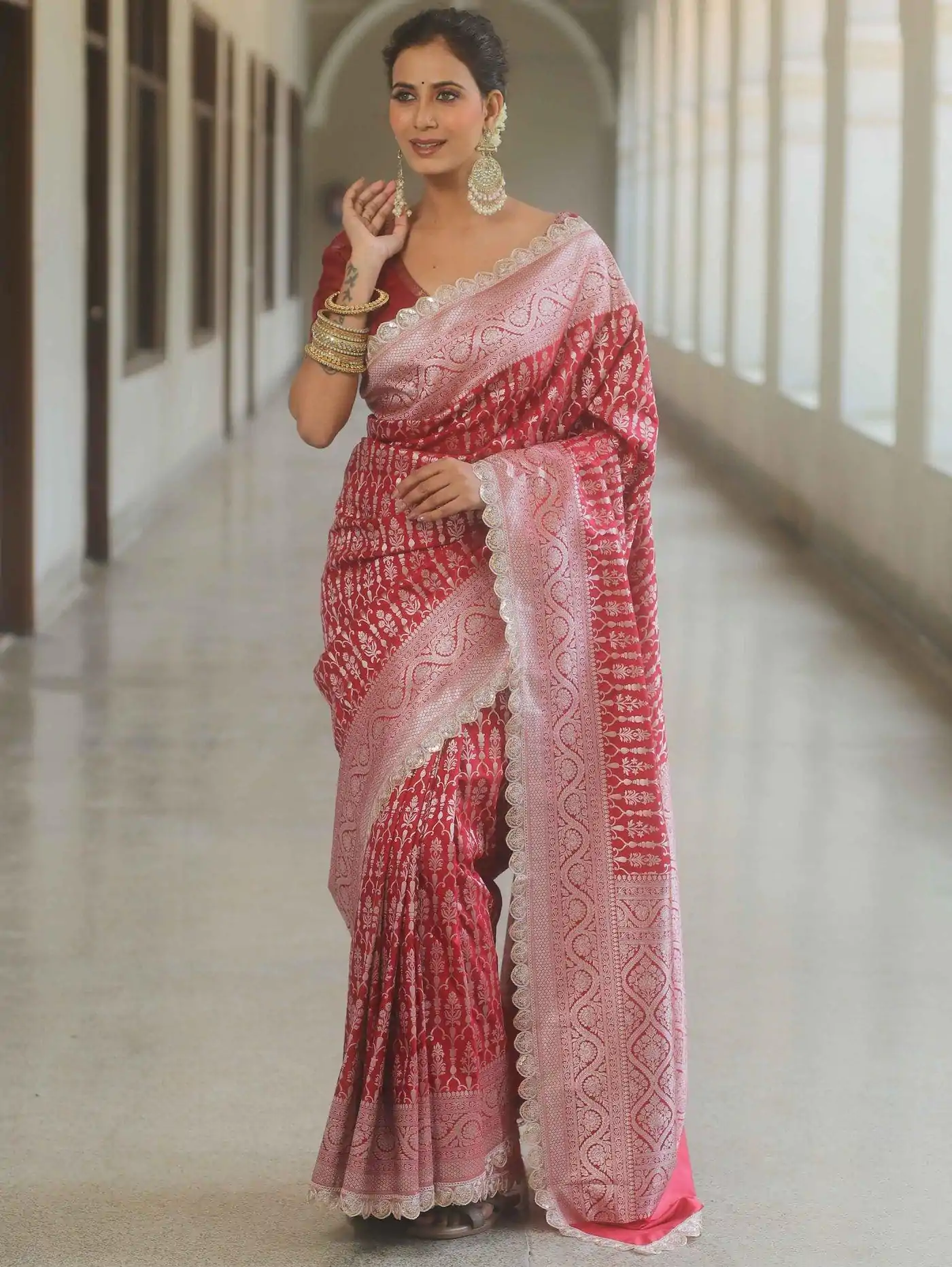  MS 492 Red Color Jacquard Embroidery Cording Lace Saree Casual, Wedding, Festive, Events . Expected Delivery  4-6 Working Days @1449/- only                                                                                                                                             | Sarees, Bollywood Sarees, Creative Sarees, Designer Sarees, Embroidered Sarees, Ethnic Saree, Modern Digital sarees, Party Wear Sarees