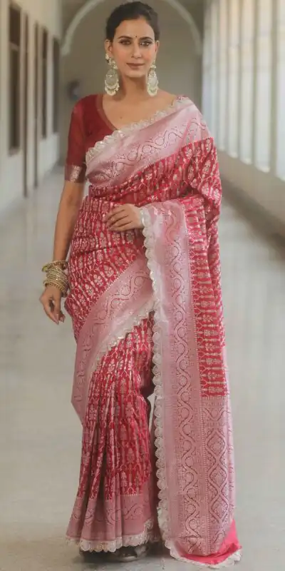  MS 492 Red Color Jacquard Embroidery Cording Lace Saree Casual, Wedding, Festive, Events . Expected Delivery  4-6 Working Days @1449/- only                                                                                                                                             | Sarees, Bollywood Sarees, Creative Sarees, Designer Sarees, Embroidered Sarees, Ethnic Saree, Modern Digital sarees, Party Wear Sarees