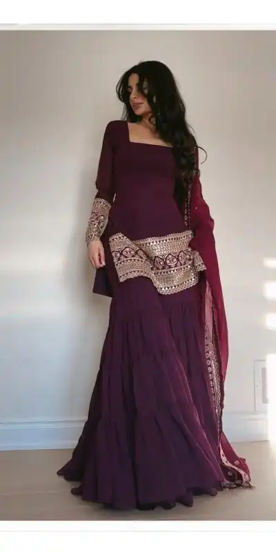 RTC 5662 Wine Color Georgette Thread Sequence Salwar Suit Casual, Wedding, Festive, Events . Expected Delivery  4-6 Working Days @1949/- only      | Jump Suits, Salwar suit, Designer Suits, Casual Suits, Creative suits, Palazzo Suits, Party Wear Suits, Patiala Suits, Straight Suits