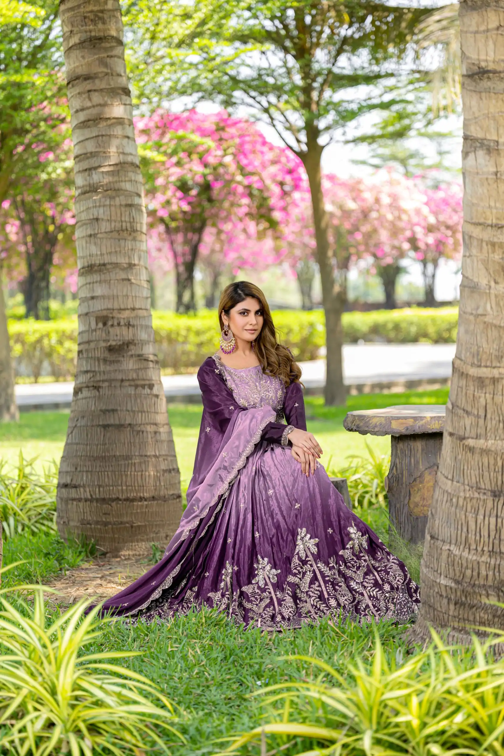 Ram 096 Purple Color Chinon Sequence Embroidery Work Gown Casual, Wedding, Festive, Events . Expected Delivery  4-6 Working Days @2449/- only                                                                                                                                             | Gowns, Bollywood Gowns, Creative Gowns, Designer Gowns, Embroidered Gowns, Party Wear Gowns, Straight Suits