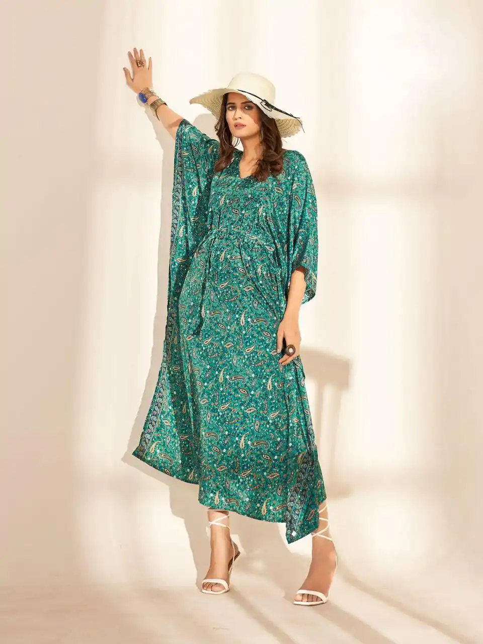 INLI Kaftan vol 2.0 Green Color Heavy French Crape Print Kaftan Suit Casual, Wedding, Party, Festive, Events Etc.4-6 Working Days@ 1399/-only | Jump Suits, Salwar suit, Designer Suits, Casual Suits, Creative suits, Palazzo Suits, Party Wear Suits, Patiala Suits, Straight Suits