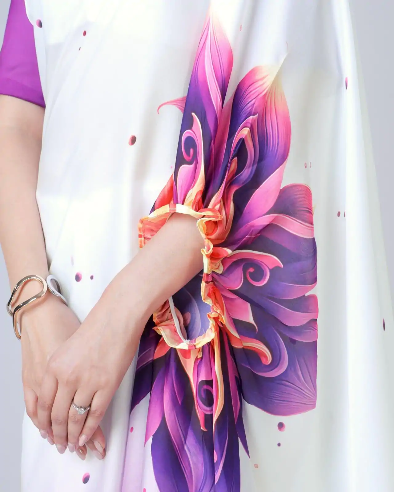 ST 1102 Purple White Color Japan Satin Digital Print Work Saree Casual, Wedding, Festive, Events . Expected Delivery  4-6 Working Days @1849/- only      | Sarees, Bollywood Sarees, Creative Sarees, Designer Sarees, Embroidered Sarees, Ethnic Saree, Modern Digital sarees, Party Wear Sarees