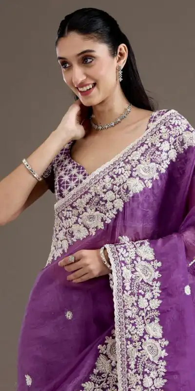 BT 1265 Purple Color Gold Crush Sequins Work Fancy Border Saree Casual, Wedding, Festive, Events . Expected Delivery  4-6 Working Days @2249/- only                                                                                                                                           | Sarees, Bollywood Sarees, Creative Sarees, Designer Sarees, Embroidered Sarees, Ethnic Saree, Modern Digital sarees, Party Wear Sarees
