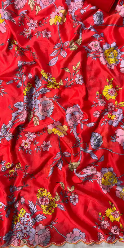 BT 415 Red  Color Vichitra Silk Digital Prints Mirror Sequence Work Saree Casual, Wedding, Festive, Events . Expected Delivery  4-6 Working Days @1549/- only                                                                                                                                             | Sarees, Bollywood Sarees, Creative Sarees, Designer Sarees, Embroidered Sarees, Ethnic Saree, Modern Digital sarees, Party Wear Sarees