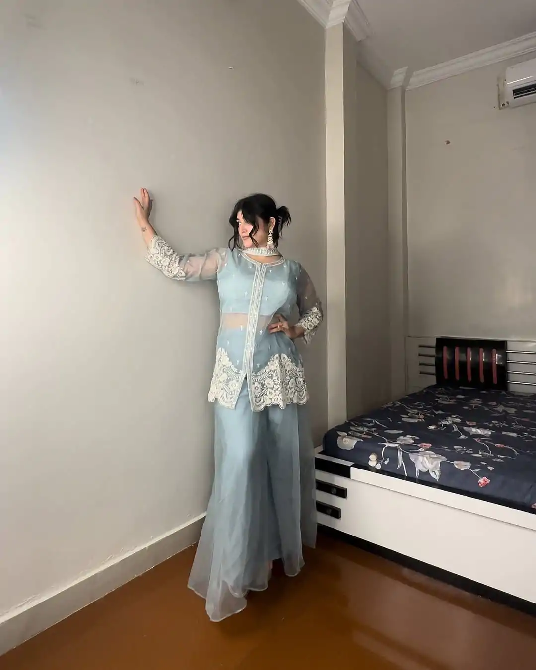 LG 1902 Sky Blue Color Organza Sequence Work Indo-Western Suit Casual, Wedding, Party, Festive, Events Etc.4-6 Working Days@ 2049/-only | Jump Suits, Salwar suit, Designer Suits, Casual Suits, Creative suits, Palazzo Suits, Party Wear Suits, Patiala Suits, Straight Suits