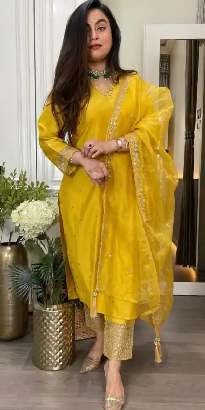 LG 1928 Yellow Color Roman Silk Sequence With Mirror Work Salwar Suit Casual, Wedding, Party, Festive, Events Etc.4-6 Working Days@ 1999/-only | Jump Suits, Salwar suit, Designer Suits, Casual Suits, Creative suits, Palazzo Suits, Party Wear Suits, Patiala Suits, Straight Suits