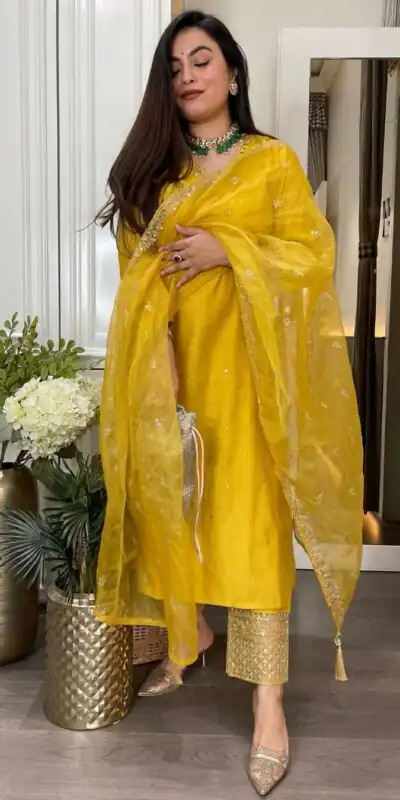 LG 1928 Yellow Color Roman Silk Sequence With Mirror Work Salwar Suit Casual, Wedding, Party, Festive, Events Etc.4-6 Working Days@ 1999/-only | Jump Suits, Salwar suit, Designer Suits, Casual Suits, Creative suits, Palazzo Suits, Party Wear Suits, Patiala Suits, Straight Suits