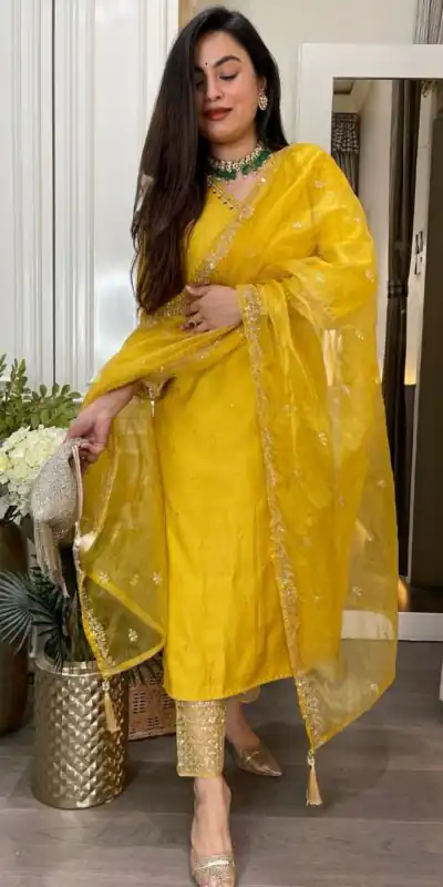 LG 1928 Yellow Color Roman Silk Sequence With Mirror Work Salwar Suit Casual, Wedding, Party, Festive, Events Etc.4-6 Working Days@ 1999/-only | Jump Suits, Salwar suit, Designer Suits, Casual Suits, Creative suits, Palazzo Suits, Party Wear Suits, Patiala Suits, Straight Suits