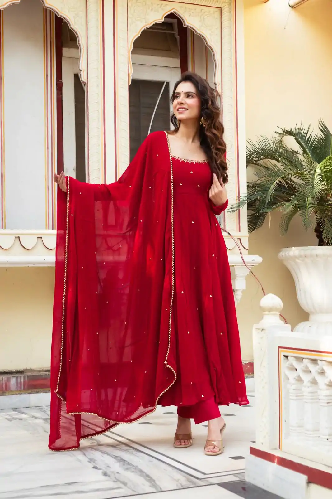 RTC 5857 Red Color Georgette Handwork Real Diamond Salwar Suit Casual, Wedding, Festive, Events . Expected Delivery  4-6 Working Days @2049/- only      | Jump Suits, Salwar suit, Designer Suits, Casual Suits, Creative suits, Palazzo Suits, Party Wear Suits, Patiala Suits, Straight Suits