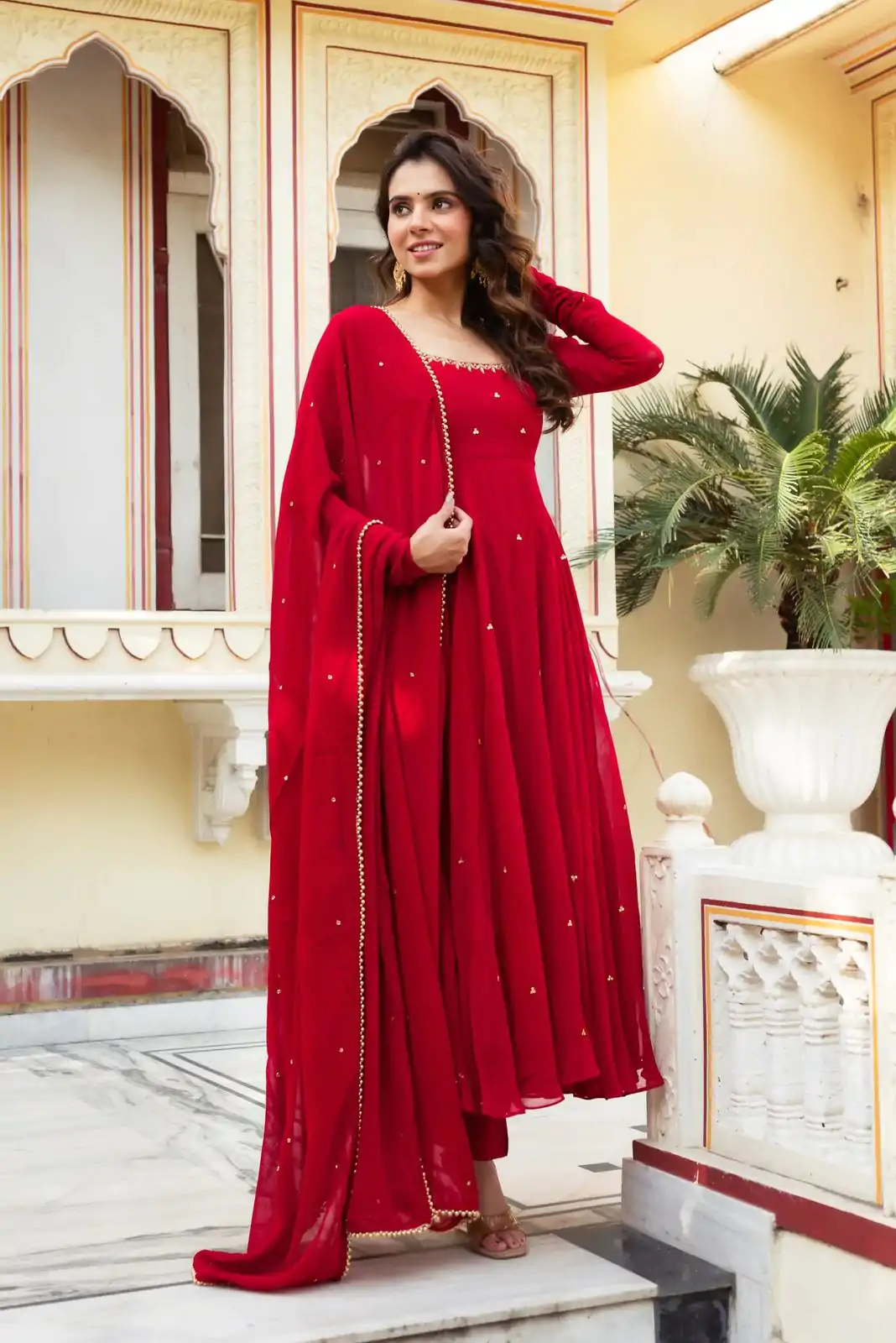 RTC 5857 Red Color Georgette Handwork Real Diamond Salwar Suit Casual, Wedding, Festive, Events . Expected Delivery  4-6 Working Days @2049/- only      | Jump Suits, Salwar suit, Designer Suits, Casual Suits, Creative suits, Palazzo Suits, Party Wear Suits, Patiala Suits, Straight Suits