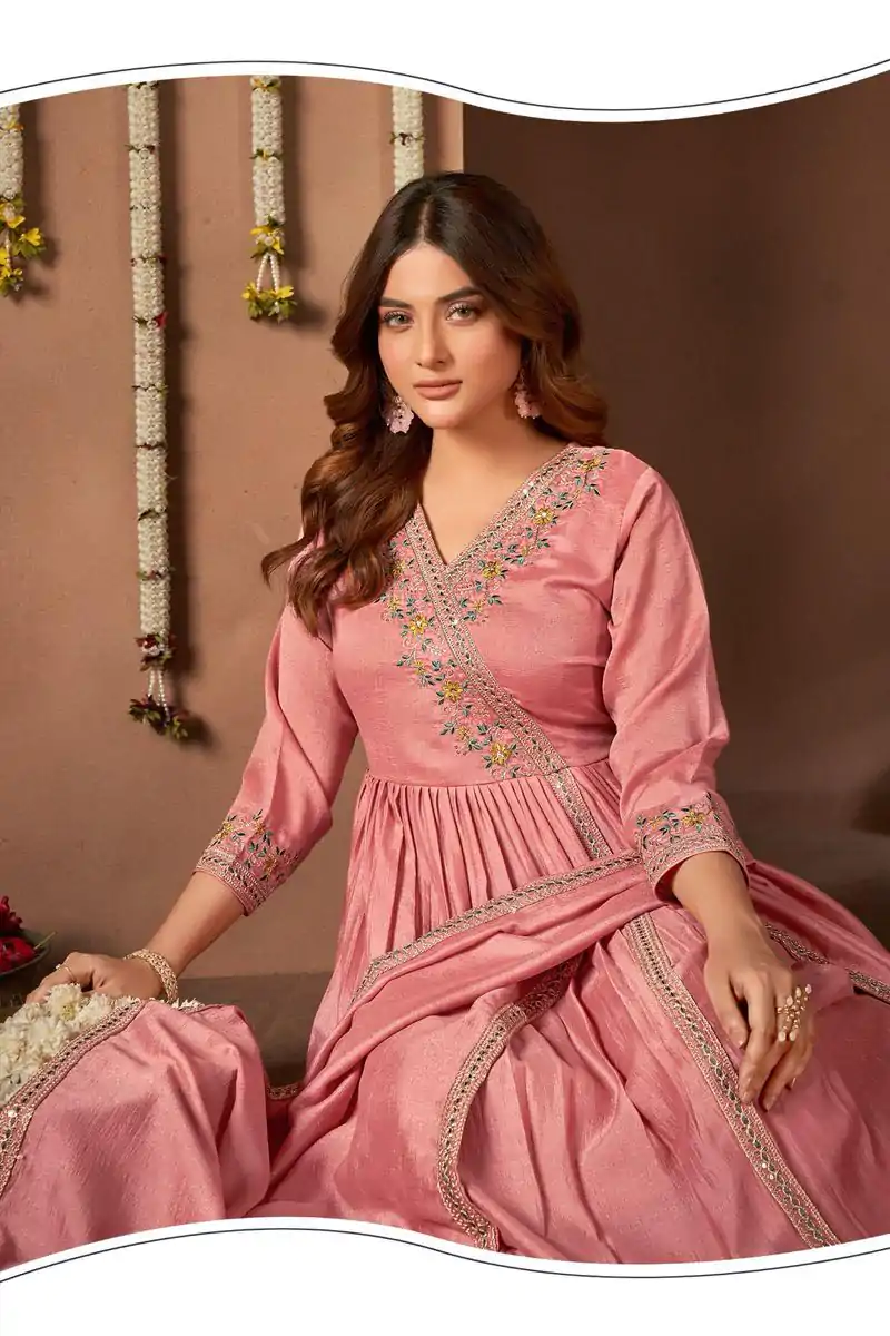 BE 316 Peach Color Vichitra Silk Embroidery Work Salwar Suit Casual, Wedding, Festive, Events . Expected Delivery  4-6 Working Days @2299/- only      | Jump Suits, Salwar suit, Designer Suits, Casual Suits, Creative suits, Palazzo Suits, Party Wear Suits, Patiala Suits, Straight Suits