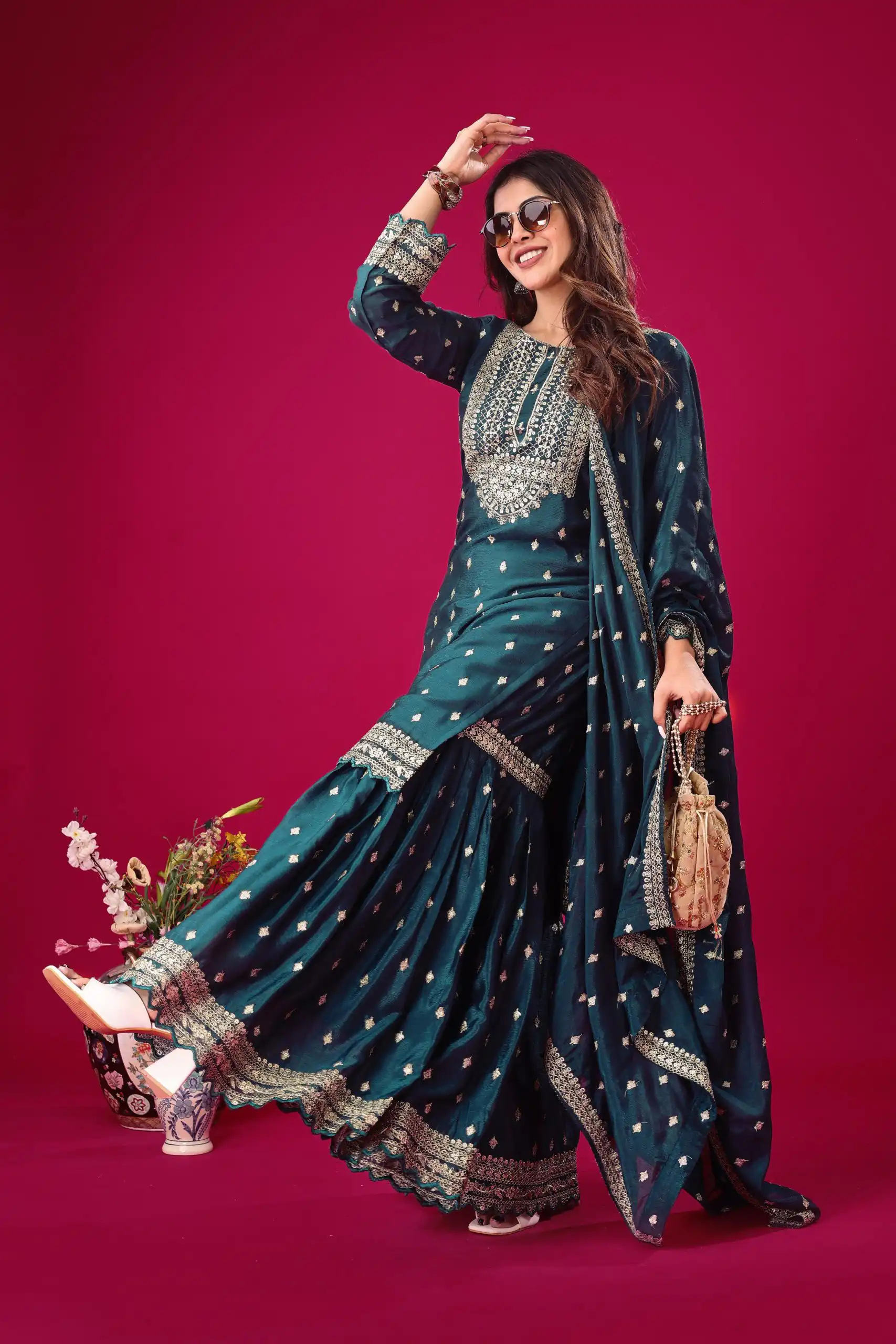 ZF 5006 Peacock Blue Color Chinon Silk Sequence Work Salwar Suit Casual, Wedding, Festive, Events . Expected Delivery  4-6 Working Days @2149/- only      | Jump Suits, Salwar suit, Designer Suits, Casual Suits, Creative suits, Palazzo Suits, Party Wear Suits, Patiala Suits, Straight Suits