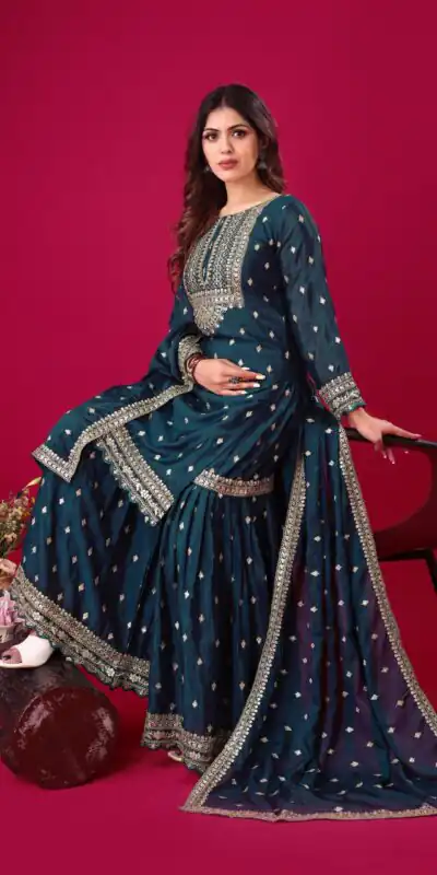 ZF 5006 Peacock Blue Color Chinon Silk Sequence Work Salwar Suit Casual, Wedding, Festive, Events . Expected Delivery 4-6 Working Days @2149/- only | Jump Suits, Salwar suit, Designer Suits, Casual Suits, Creative suits, Palazzo Suits, Party Wear Suits, Patiala Suits, Straight Suits
