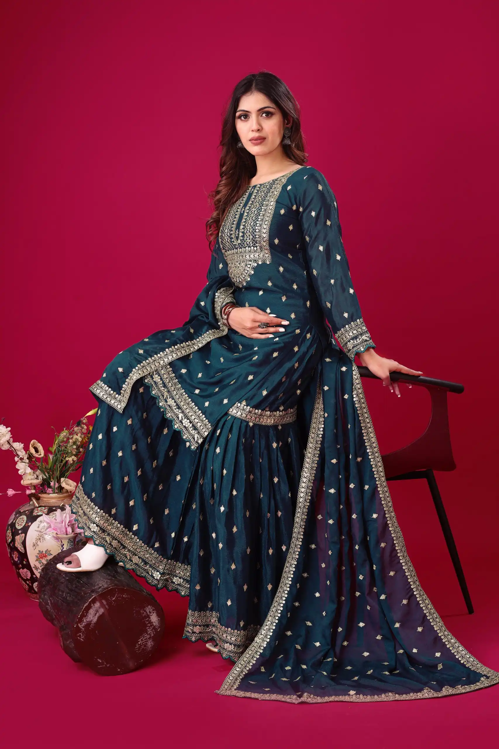 ZF 5006 Peacock Blue Color Chinon Silk Sequence Work Salwar Suit Casual, Wedding, Festive, Events . Expected Delivery  4-6 Working Days @2149/- only      | Jump Suits, Salwar suit, Designer Suits, Casual Suits, Creative suits, Palazzo Suits, Party Wear Suits, Patiala Suits, Straight Suits