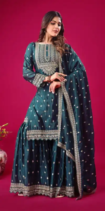 ZF 5006 Peacock Blue Color Chinon Silk Sequence Work Salwar Suit Casual, Wedding, Festive, Events . Expected Delivery 4-6 Working Days @2149/- only | Jump Suits, Salwar suit, Designer Suits, Casual Suits, Creative suits, Palazzo Suits, Party Wear Suits, Patiala Suits, Straight Suits