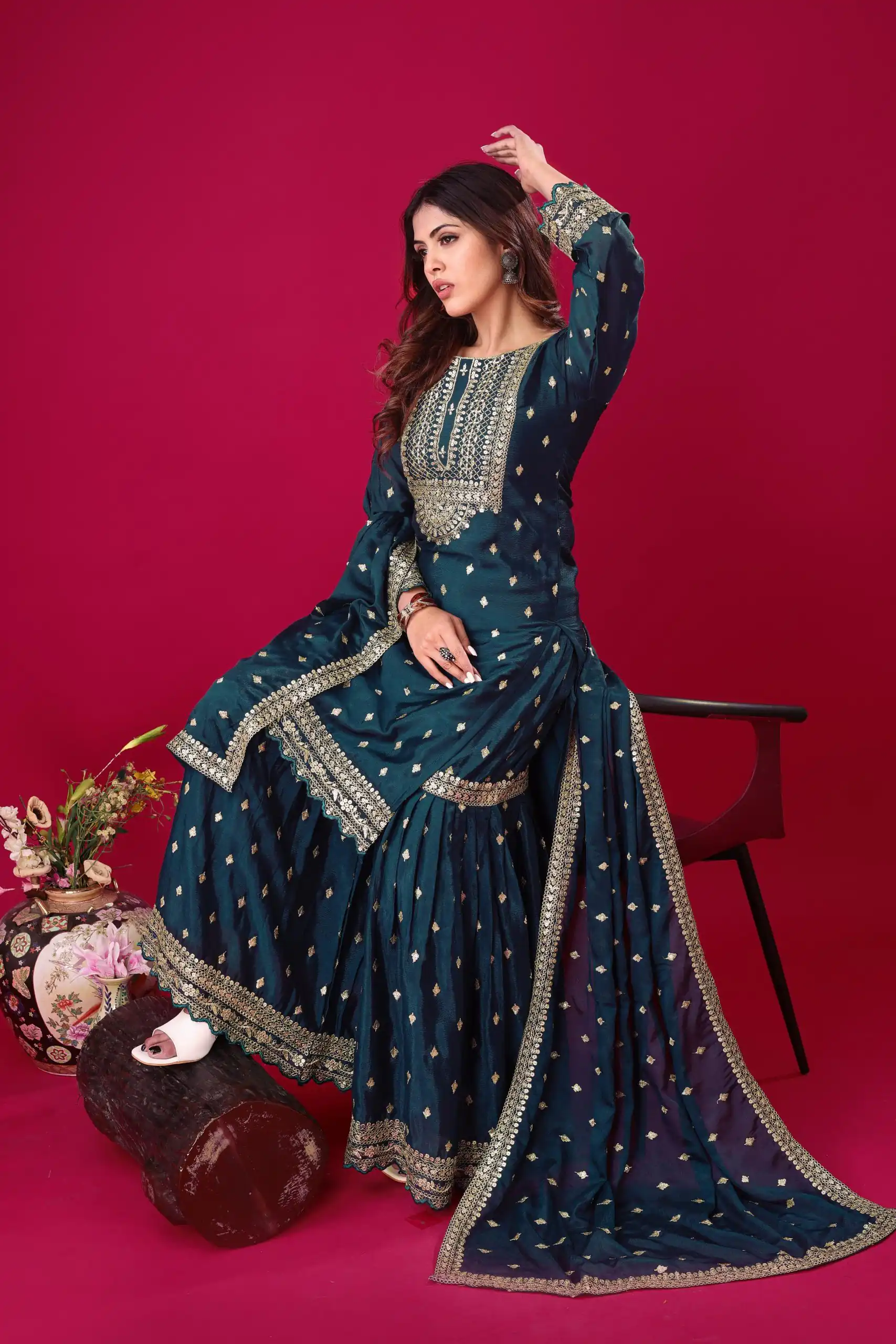 ZF 5006 Peacock Blue Color Chinon Silk Sequence Work Salwar Suit Casual, Wedding, Festive, Events . Expected Delivery  4-6 Working Days @2149/- only      | Jump Suits, Salwar suit, Designer Suits, Casual Suits, Creative suits, Palazzo Suits, Party Wear Suits, Patiala Suits, Straight Suits