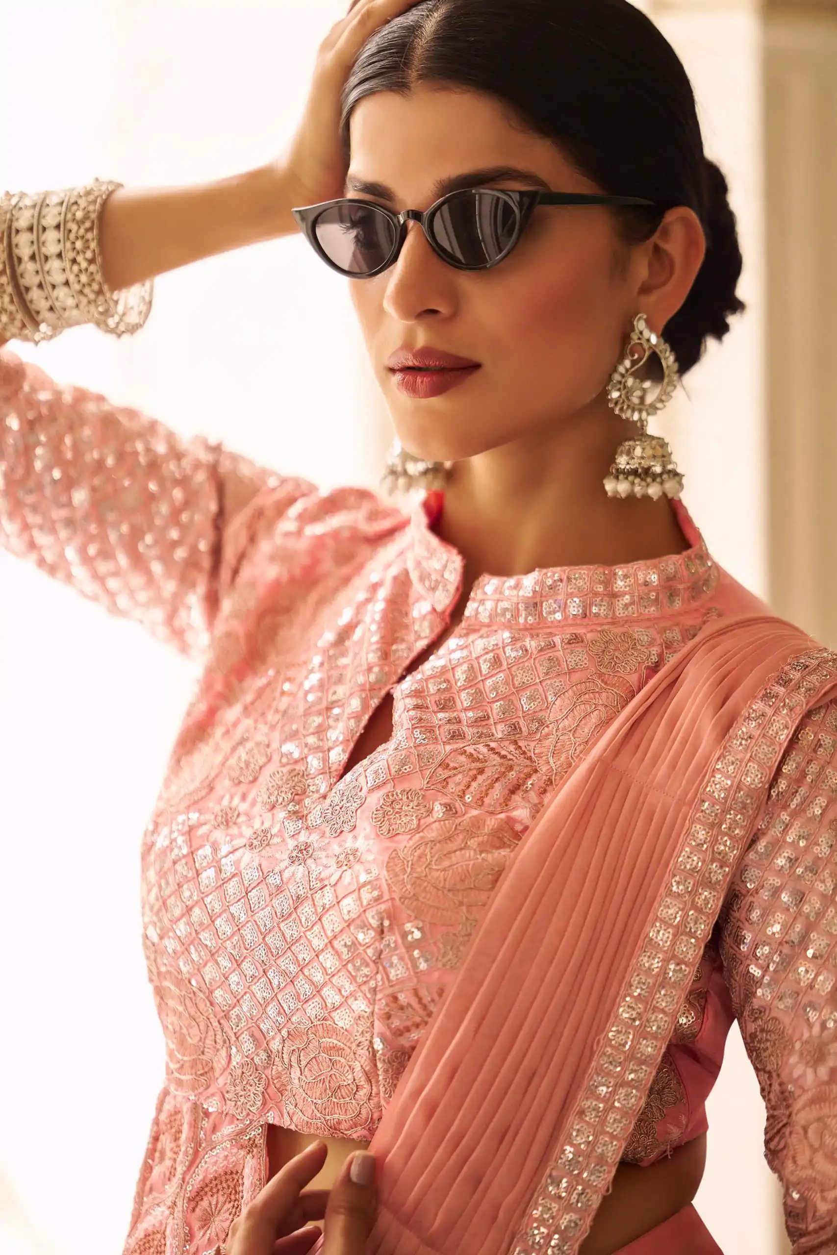 ST 1103 Peach Color Chinon Embroidery Work Lace Border Saree Casual, Wedding, Festive, Events . Expected Delivery  4-6 Working Days @2099/- only                                                                                                                                           | Sarees, Bollywood Sarees, Creative Sarees, Designer Sarees, Embroidered Sarees, Ethnic Saree, Modern Digital sarees, Party Wear Sarees