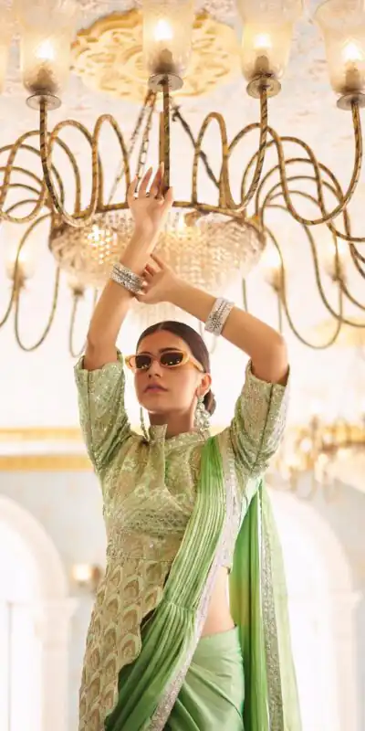 ST 1103 Pista Color Chinon Embroidery Work Lace Border Saree Casual, Wedding, Festive, Events . Expected Delivery  4-6 Working Days @2099/- only                                                                                                                                           | Sarees, Bollywood Sarees, Creative Sarees, Designer Sarees, Embroidered Sarees, Ethnic Saree, Modern Digital sarees, Party Wear Sarees