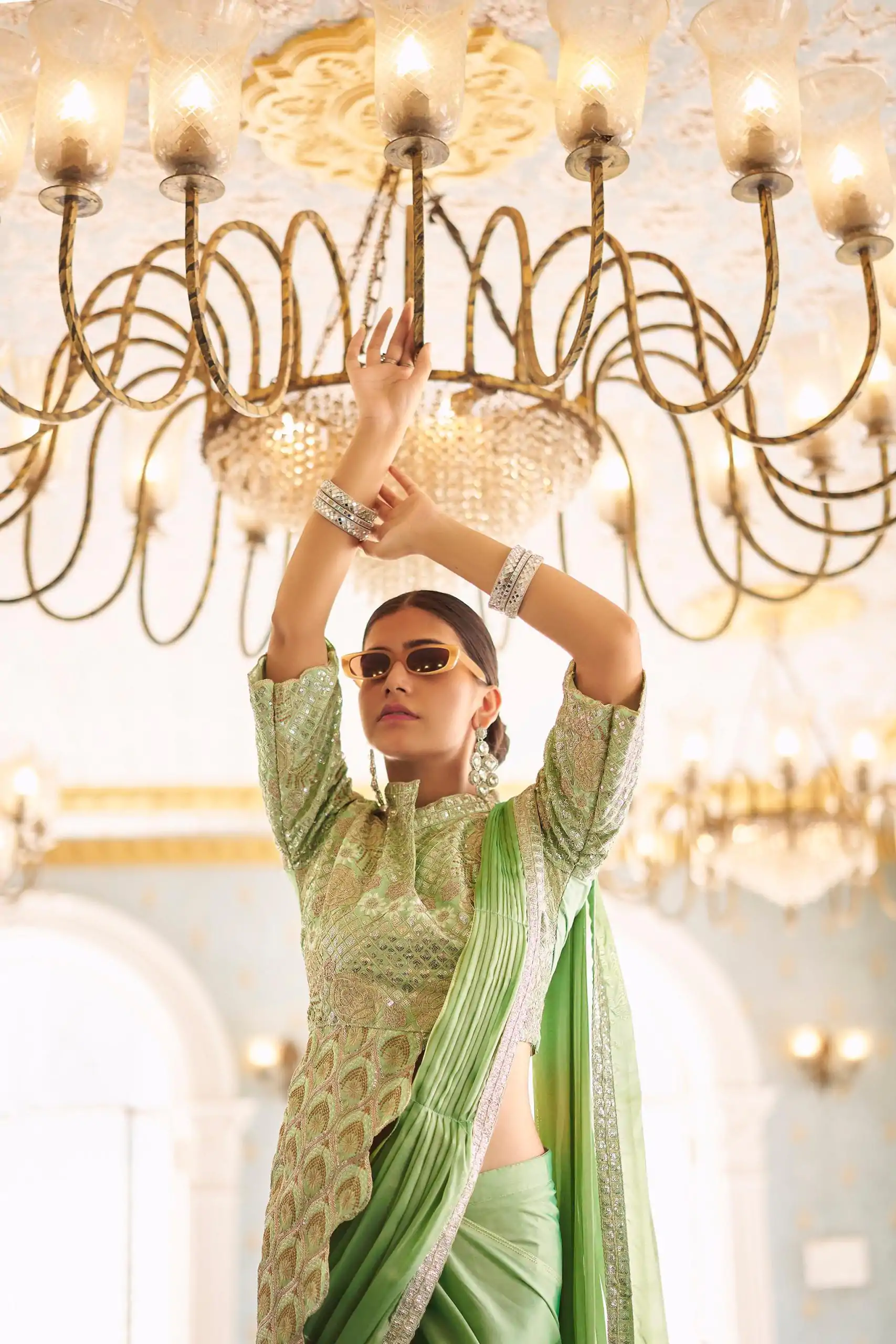 ST 1103 Pista Color Chinon Embroidery Work Lace Border Saree Casual, Wedding, Festive, Events . Expected Delivery  4-6 Working Days @2099/- only                                                                                                                                           | Sarees, Bollywood Sarees, Creative Sarees, Designer Sarees, Embroidered Sarees, Ethnic Saree, Modern Digital sarees, Party Wear Sarees