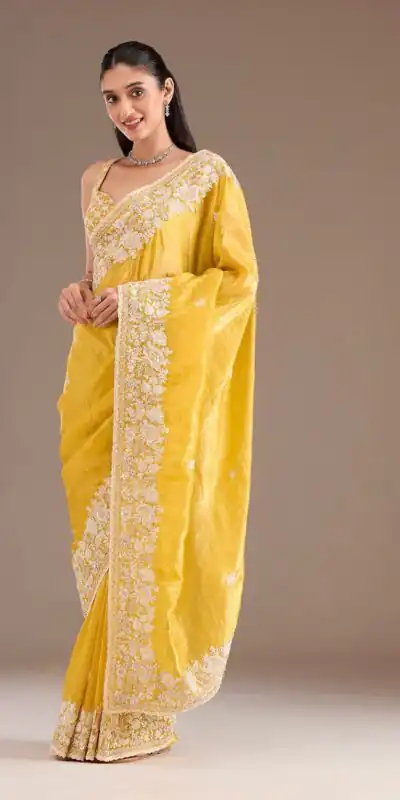 BT 1265 Yellow Color Gold Crush Sequins Work Fancy Border Saree Casual, Wedding, Festive, Events . Expected Delivery  4-6 Working Days @2249/- only                                                                                                                                           | Sarees, Bollywood Sarees, Creative Sarees, Designer Sarees, Embroidered Sarees, Ethnic Saree, Modern Digital sarees, Party Wear Sarees