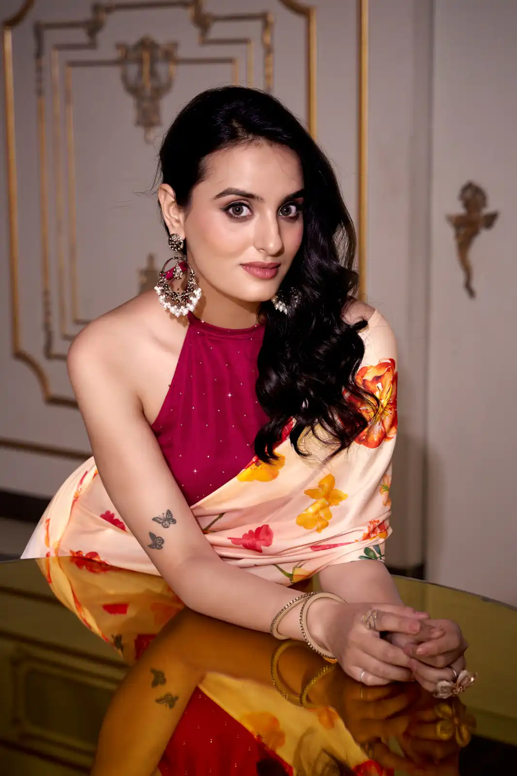 YNF 7026 Cream Color Satin Silk Printed Saree Casual, Wedding, Festive, Events . Expected Delivery  4-6 Working Days @1599/- only                                                                                                                                           | Sarees, Bollywood Sarees, Creative Sarees, Designer Sarees, Embroidered Sarees, Ethnic Saree, Modern Digital sarees, Party Wear Sarees