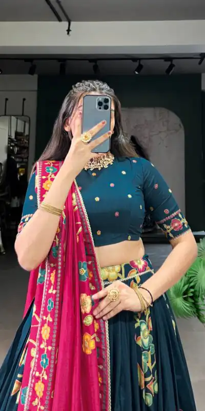 LNB 1239 Peacock Blue Color Tushar Silk Printed Foil Work Lehenga Choli Casual, Wedding, Party, Festive, Events Etc.4-6 Working Days@ 2249/-only | Lehenga, Bollywood Lehenga, Creative Lehenga, Designer Lehenga, Embroidered Lehenga, Party Wear Lehenga