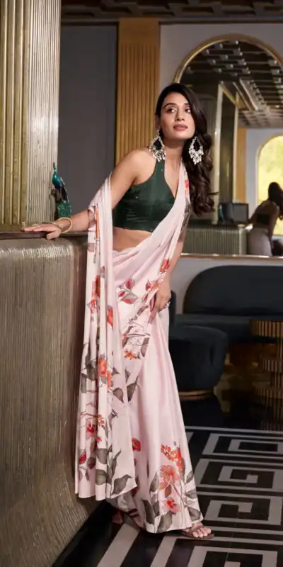 YNF 7026 White Color Satin Silk Printed Saree Casual, Wedding, Festive, Events . Expected Delivery  4-6 Working Days @1599/- only                                                                                                                                           | Sarees, Bollywood Sarees, Creative Sarees, Designer Sarees, Embroidered Sarees, Ethnic Saree, Modern Digital sarees, Party Wear Sarees