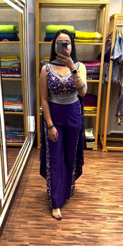 ST 1089 Purple Color Chinon Embroidery Work Salwar Suit Casual, Wedding, Festive, Events . Expected Delivery  4-6 Working Days @1999/- only      | Jump Suits, Salwar suit, Designer Suits, Casual Suits, Creative suits, Palazzo Suits, Party Wear Suits, Patiala Suits, Straight Suits
