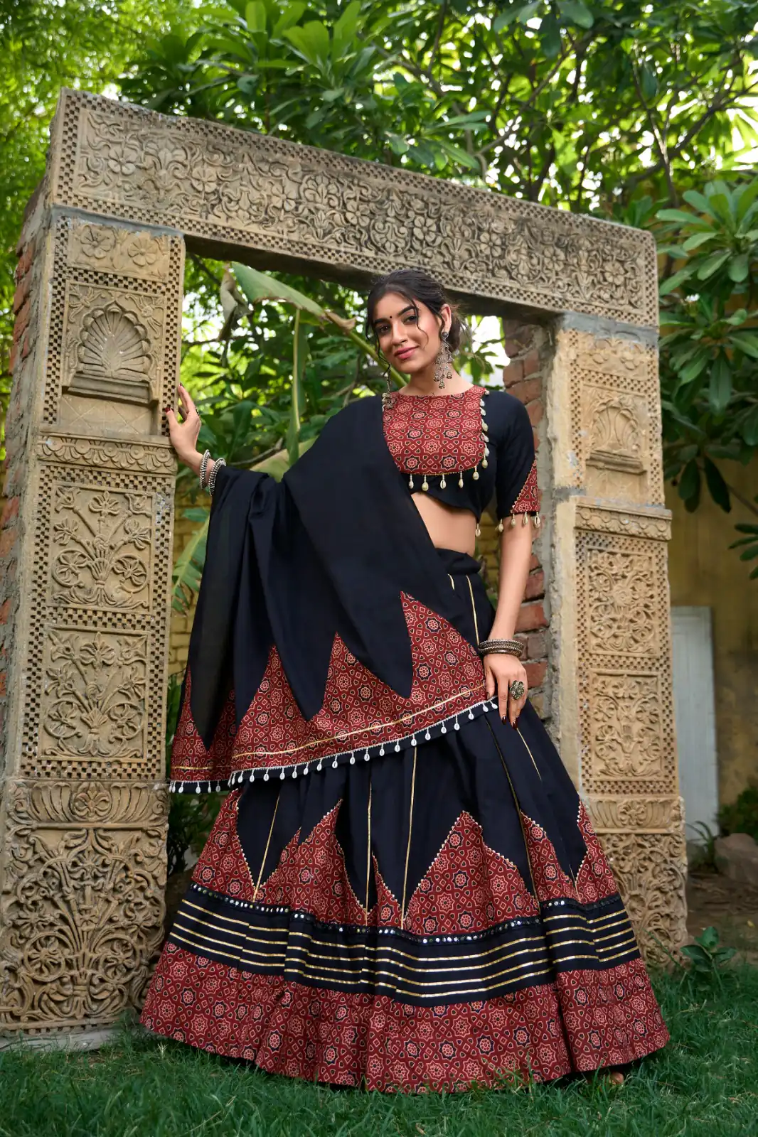 LNB 1671 Black Color Pure Cotton Plain Printed Mirror Work Gota Patti Lehenga Choli Wedding, Party, Festive, Events Etc. Delivery 4-6 Working Days Rs 3999 | Lehenga, Bollywood Lehenga, Creative Lehenga, Designer Lehenga, Embroidered Lehenga, Party Wear Lehenga