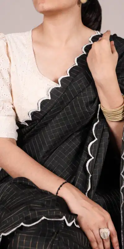 YNF 7105 Black Color Gadhawal Chex Arca Work Saree Casual, Wedding, Festive, Events . Expected Delivery  4-6 Working Days @1599/- only                                                                                | Sarees, Bollywood Sarees, Creative Sarees, Designer Sarees, Embroidered Sarees, Ethnic Saree, Modern Digital sarees, Party Wear Sarees