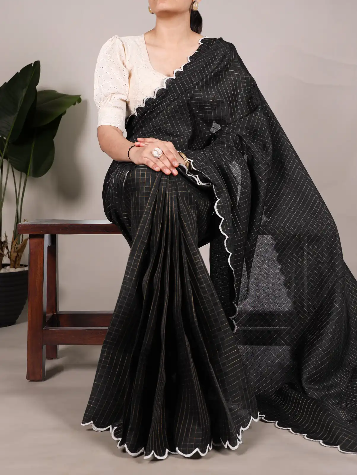 YNF 7105 Black Color Gadhawal Chex Arca Work Saree Casual, Wedding, Festive, Events . Expected Delivery  4-6 Working Days @1599/- only                                                                                | Sarees, Bollywood Sarees, Creative Sarees, Designer Sarees, Embroidered Sarees, Ethnic Saree, Modern Digital sarees, Party Wear Sarees