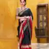 YNF 7049 Black Color Poly Cotton Printed With Zari Weaving Work Saree Casual, Wedding, Festive, Events . Expected Delivery  4-6 Working Days @1699/- only                                                                                | Sarees, Bollywood Sarees, Creative Sarees, Designer Sarees, Embroidered Sarees, Ethnic Saree, Modern Digital sarees, Party Wear Sarees