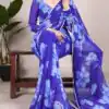 YNF 7011 Blue Color Chiffon Foral Printed Pearl Lace Border Saree Casual, Wedding, Festive, Events . Expected Delivery  4-6 Working Days @1499/- only                                                                                | Sarees, Bollywood Sarees, Creative Sarees, Designer Sarees, Embroidered Sarees, Ethnic Saree, Modern Digital sarees, Party Wear Sarees