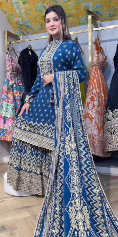 LG 1995 Blue Color Chinon Digital Print diamond Mirror WorkSalwar Suit Casual, Wedding, Festive, Events . Expected Delivery  4-6 Working Days @1999/- only      | Jump Suits, Salwar suit, Designer Suits, Casual Suits, Creative suits, Palazzo Suits, Party Wear Suits, Patiala Suits, Straight Suits