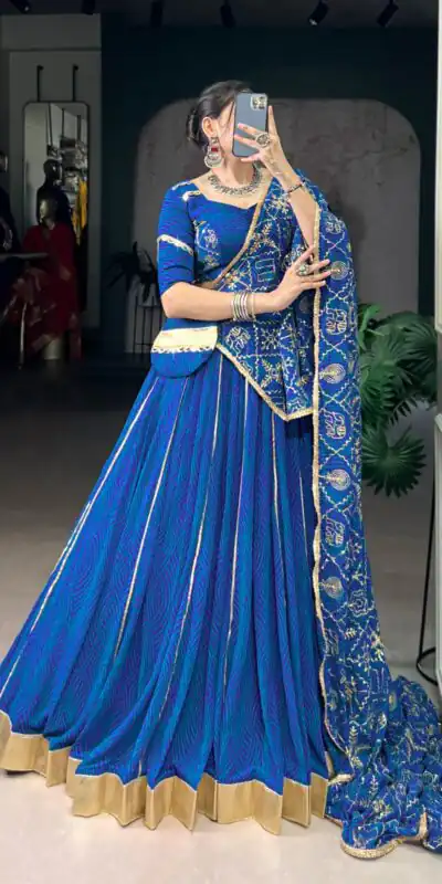 LNB 1701 Blue Color Georgette Bandhej Print And Embossed Lace Lehenga Choli Wedding, Party, Festive, Events Etc. Delivery 4-6 Working Days Rs 3999 | Lehenga, Bollywood Lehenga, Creative Lehenga, Designer Lehenga, Embroidered Lehenga, Party Wear Lehenga