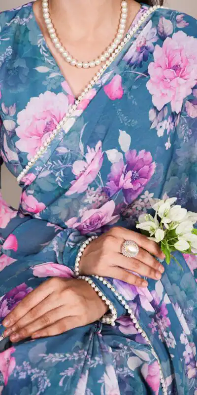 YNF 7010 Blue Color Weightless Marbal Floral Printed Pearl Lace Saree Casual, Wedding, Festive, Events . Expected Delivery  4-6 Working Days @1599/- only                                                                                | Sarees, Bollywood Sarees, Creative Sarees, Designer Sarees, Embroidered Sarees, Ethnic Saree, Modern Digital sarees, Party Wear Sarees