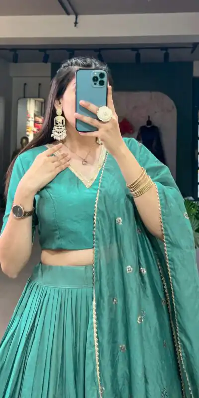 LNB 1906 Firozi Color Pure Chanderi Plain With Zari Weaving Work Border Lehenga Choli Wedding, Party, Festive, Events Etc. Delivery 4-6 Working Days Rs 1999 | Lehenga, Bollywood Lehenga, Creative Lehenga, Designer Lehenga, Embroidered Lehenga, Party Wear Lehenga